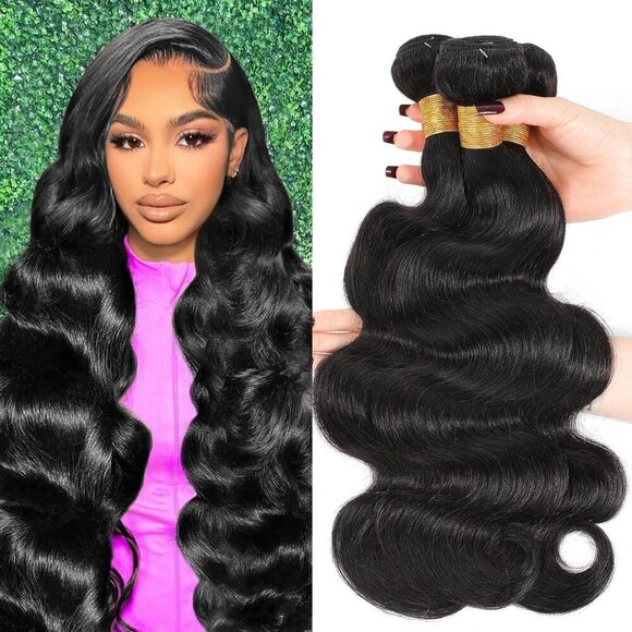 Human Hair Bundles 15A Brazilian Virgin Body Wave Natural Black 16 18 20 Inch